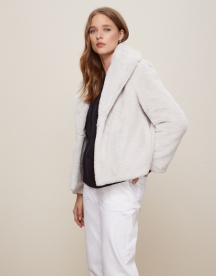 White company fur on sale jacket