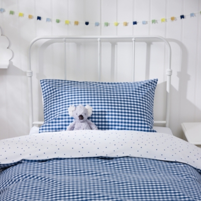 Reversible Gingham Bed Linen Set Children's Home Sale The White