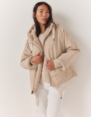 Reversible Signature Short Hooded Wrap Coat - Women - Ready-to-Wear