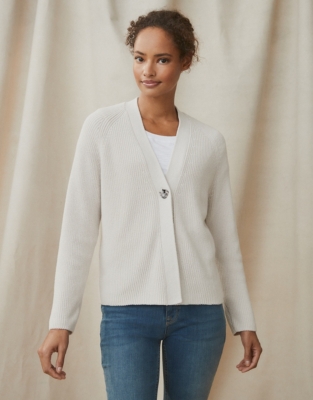 Rib Cardigan with Recycled Cotton | Clothing Sale | The White Company UK