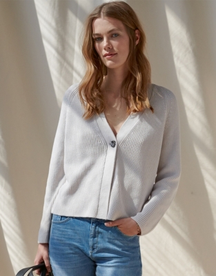 Rib Cardigan with Recycled Cotton | Clothing Sale | The White Company UK