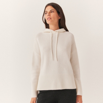 Rib Detail Hoodie with Cashmere