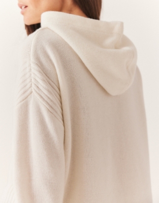 Rib Detail Hoodie with Cashmere