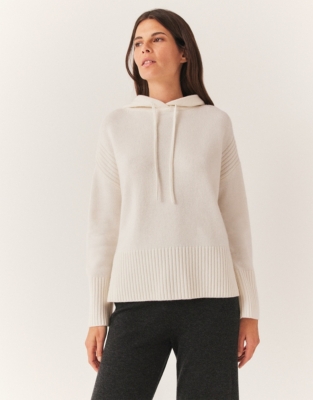 Rib Detail Hoodie with Cashmere