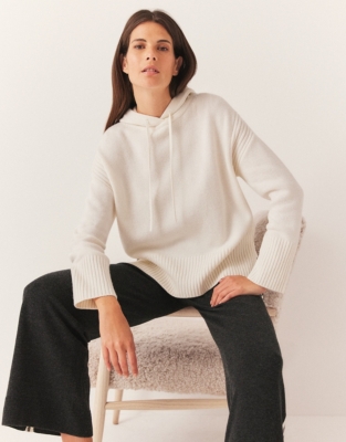 Rib Detail Hoodie with Cashmere