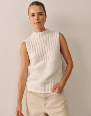 Rib Detail Knitted Tank with Alpaca