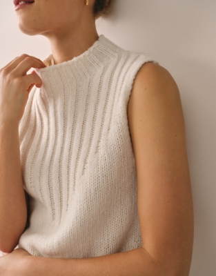 Rib Detail Knitted Tank with Alpaca
