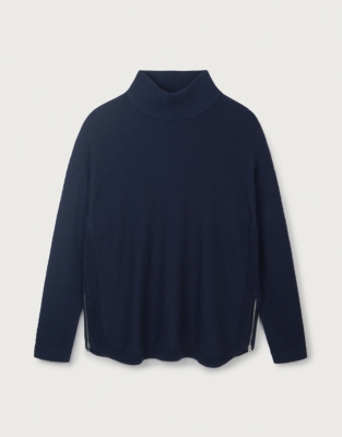 Rib Frame Zip Side Jumper with Recycled Cotton