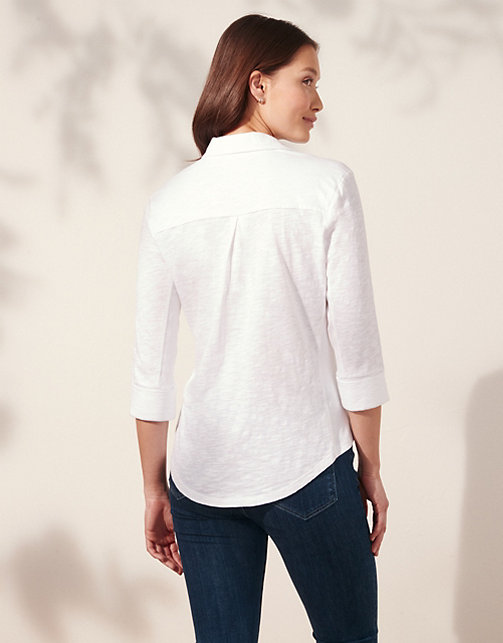 Rib Pocket Organic Cotton Jersey Shirt - White
