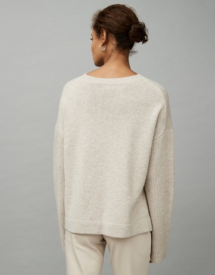 Rib Sleeve Jumper with Cashmere | Clothing Sale | The White Company UK