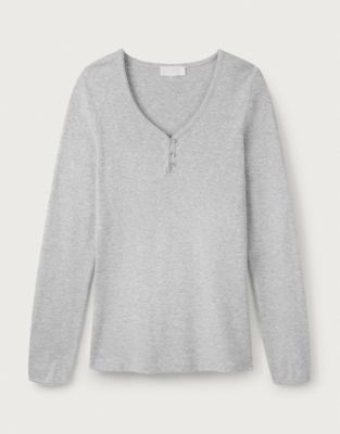 Rib Trim Detail Henley Pyjama Top
