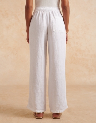 Rib Trim Linen Straight Leg Pants | Pants & Shorts | The White