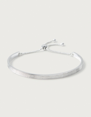 Ribbed Bangle Friendship Bracelet - Silver