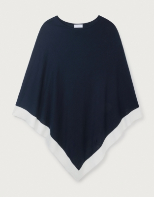 Ribbed Border Linen Knit Poncho Hats, Scarves & Gloves The White