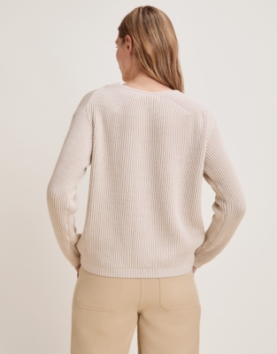 Ribbed Cardigan with Cotton