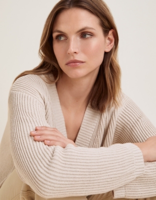 Ribbed Cardigan with Cotton