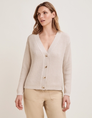Ribbed Cardigan with Cotton