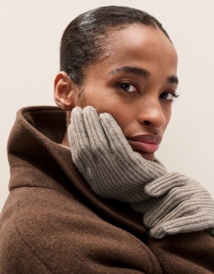 Ribbed Cashmere Gloves - Rye Marl