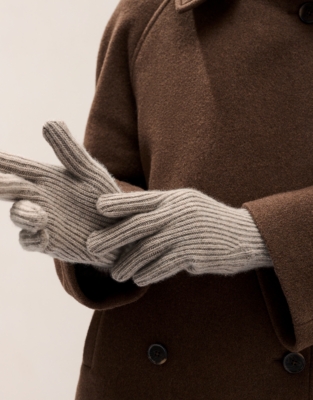 Ribbed Cashmere Gloves - Rye Marl