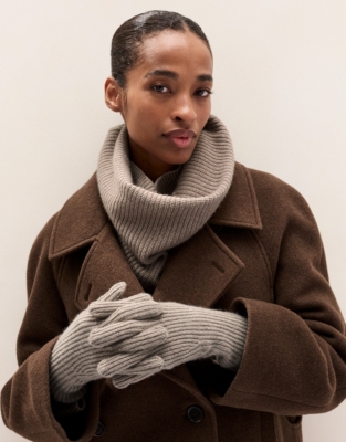 Ribbed Cashmere Gloves - Rye Marl
