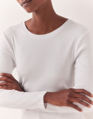 Ribbed Crew Neck Long Sleeve Top 