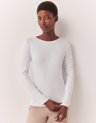 White crew neck long sleeve top new arrivals