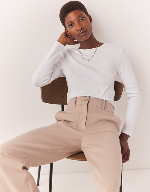 Ribbed Crew Neck Long Sleeve Top | Tops & Blouses | The White Company US