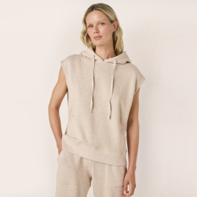 Ribbed Detail Sleeveless Hoodie