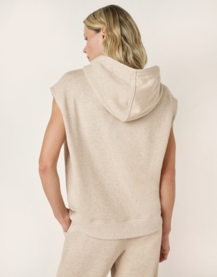 Ribbed Detail Sleeveless Hoodie