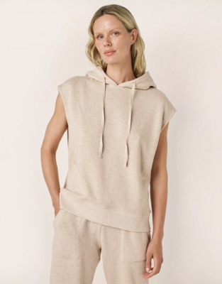 Ribbed Detail Sleeveless Hoodie