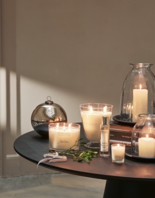 Ribbed Domed Glass Candle Holder with Tray – Large