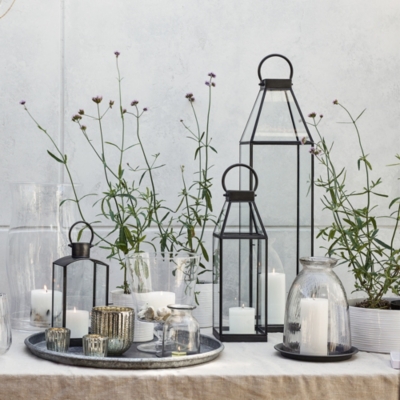 Ribbed Domed Glass Candle Holder with Tray Large Candle Holders