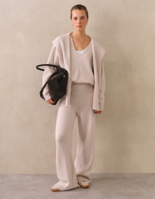 Ribbed Draped Cardigan with Cashmere