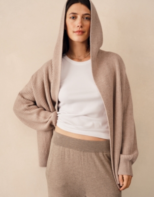 Ribbed Draped Cardigan with Cashmere