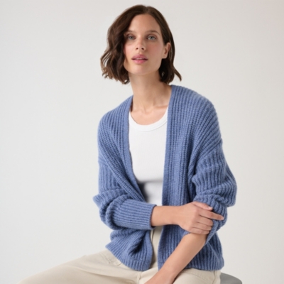 Ribbed Edge to Edge Cardigan with Alpaca