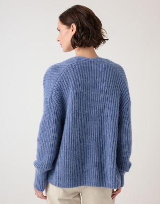 Ribbed Edge to Edge Cardigan with Alpaca