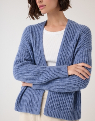 Ribbed Edge to Edge Cardigan with Alpaca