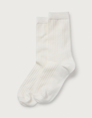 Ribbed Essential Sock with Wool - Ivory
