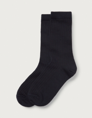 Ribbed Essential Sock with Wool - Navy