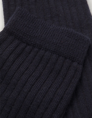 Ribbed Essential Sock with Wool - Navy