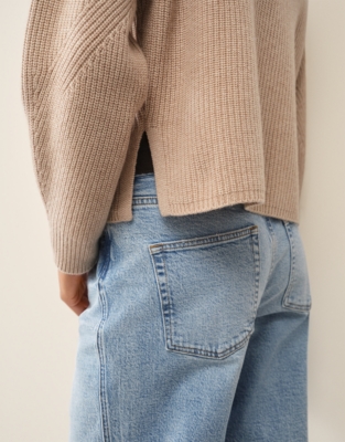 Ribbed Funnel Neck Jumper with Cashmere