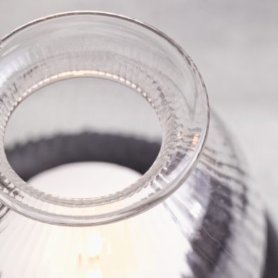 Ribbed Glass Dome Candle Holder with Tray Large Candle Holders