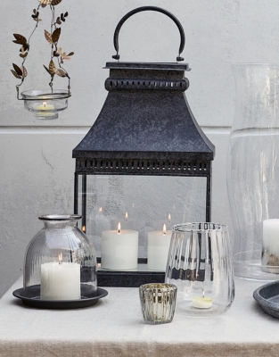 Ribbed Glass Dome Candle Holder with Tray – Medium