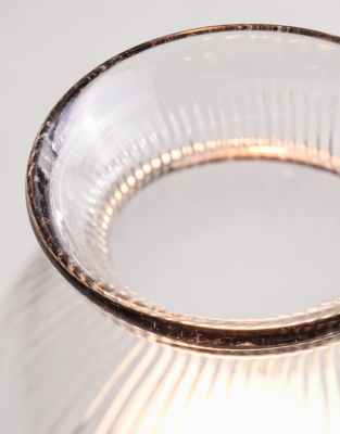 Ribbed Glass Dome Candle Holder with Tray – Medium