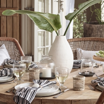 Ribbed Glass Dome Candle Holder with Tray Small Home Accessories Sale The White Company UK