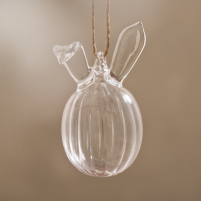 Ribbed Glass Egg Bunny Decorations – Set of 2