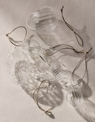Ribbed Glass Egg Bunny Decorations – Set of 4