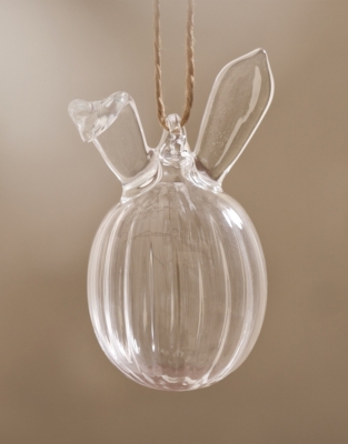 Ribbed Glass Egg Bunny Decorations – Set of 4