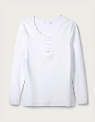 Ribbed Henley Pyjama Top | Nightwear & Robes Sale | The White Company UK