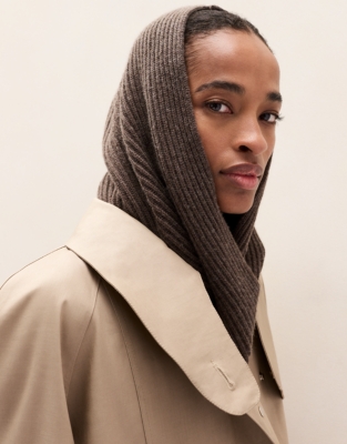 Ribbed Hood with Cashmere - Milk Chocolate Marl
